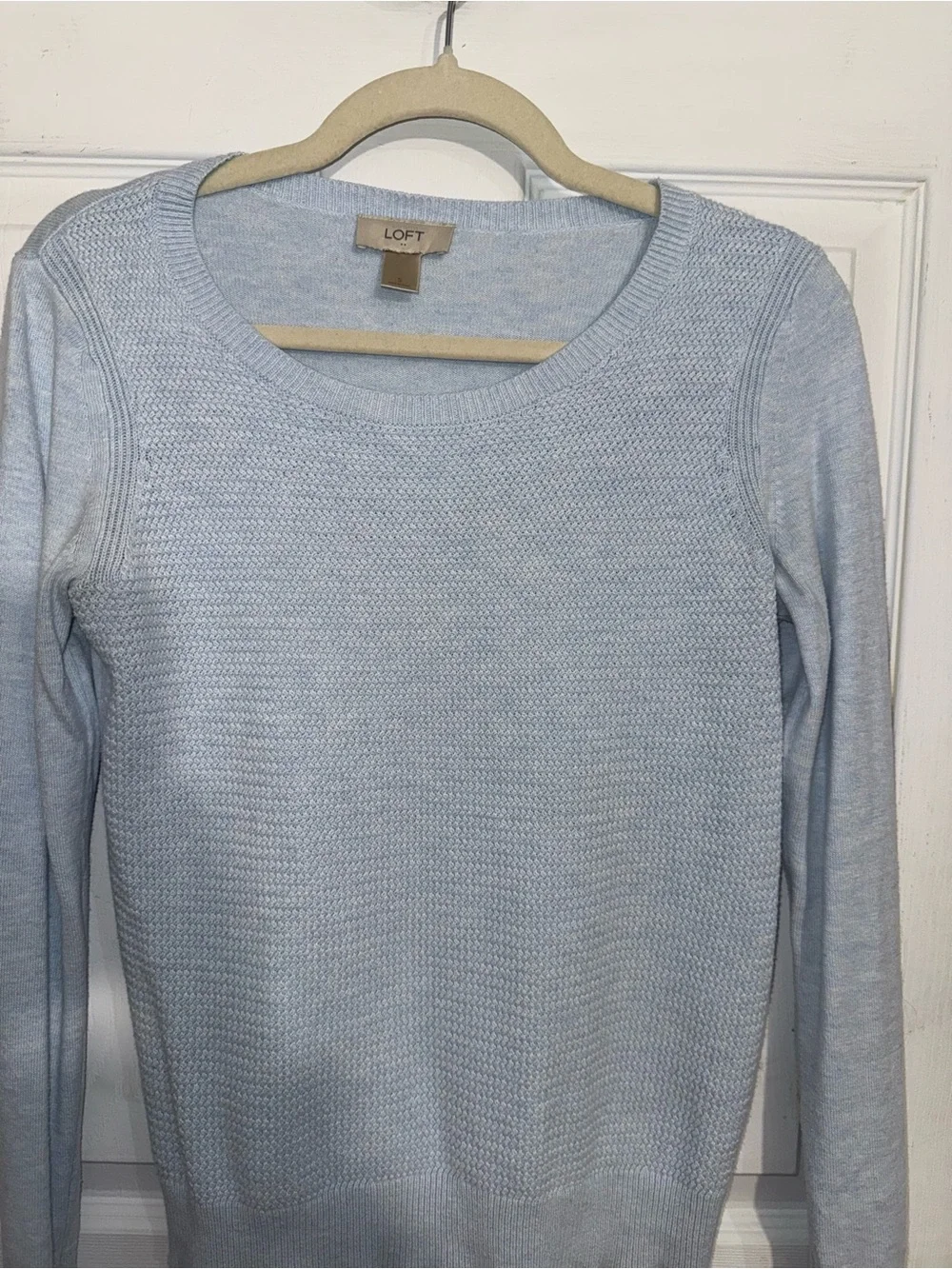 LOFT Light Blue Women's Long Sleeve Crew Neck Sweater S